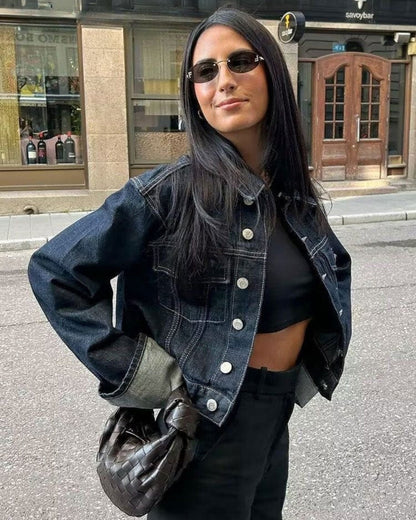 Conjunto vaquero de dos piezas con chaqueta vaquera y pantalón largo - mujer